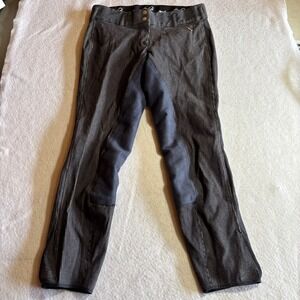 Goode Rider Womens Equestrian Riding Pants‎ 30R Gray Striped Stretch Breeches